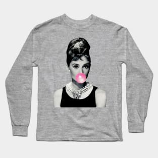 Audrey Hepburn with gum Long Sleeve T-Shirt